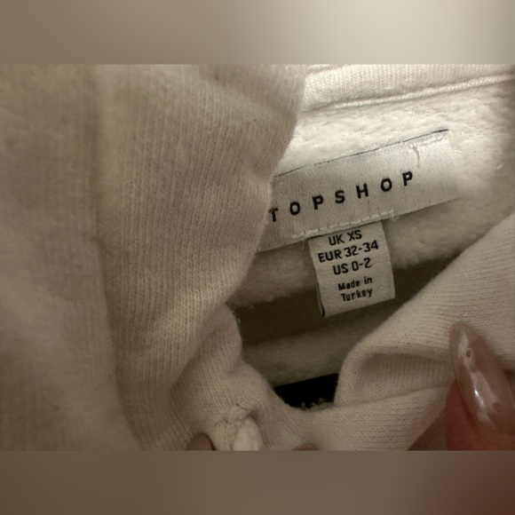 Top shop Cropped White Hoodie - Picture 3 of 3